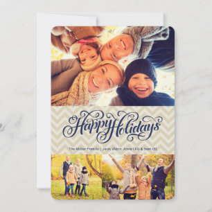 Happy Holidays in Chevron   5x7   Flat Holiday Card
