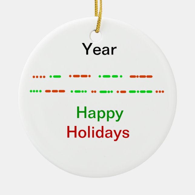 Happy Holidays in Morse Code Xmas Ornament (Front)