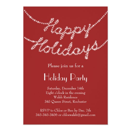 Happy Holidays in Twinkle Lights Party Invitation