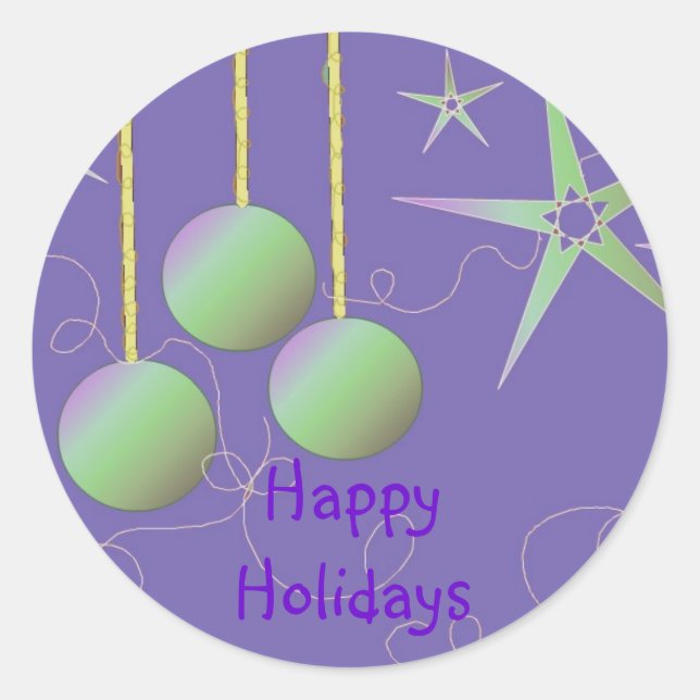 Happy Holidays Iridescent Designs Classic Round Sticker (Front)