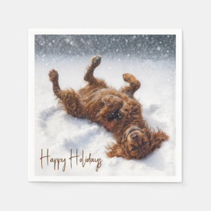 Happy Holidays Irish Setter Snow Angel Napkin