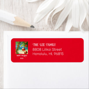 Happy Holidays Island Style Return Address Label