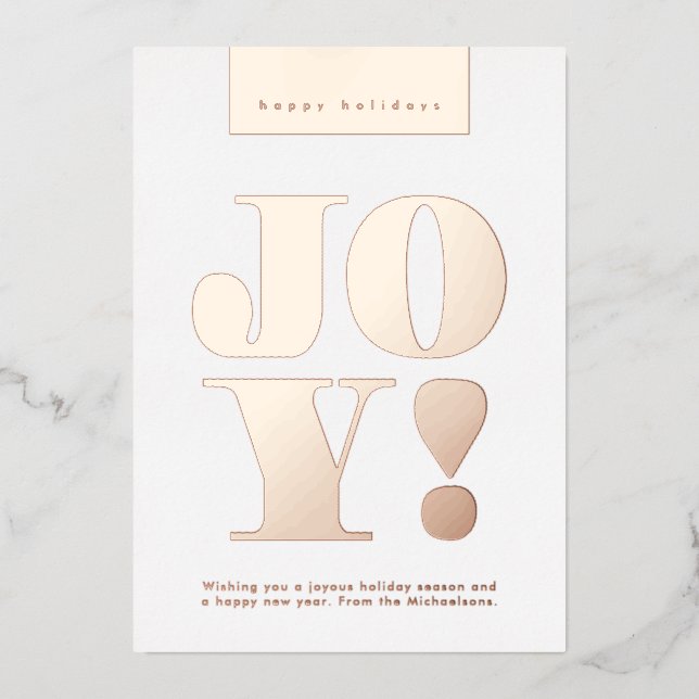 HAPPY HOLIDAYS Joy Foil Holiday Card (Front)