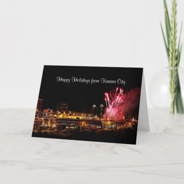 Happy Holidays Kansas City Plaza Fireworks, Lights Holiday Card (Front)