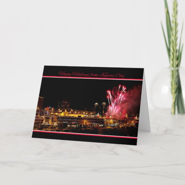 Happy Holidays Kansas City Plaza Lights, Fireworks Holiday Card (Front)