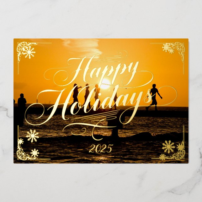 Happy Holidays Key West Sunset poem inside Foil Holiday Card (Front)