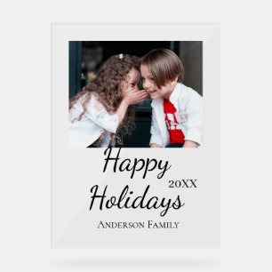 Happy holidays kids family photo modern gifts text acrylic sign