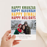 Happy Holidays, Kwanzaa, Diwali, Hanukkah Holiday Card<br><div class="desc">This classic card features holidays for the season.</div>