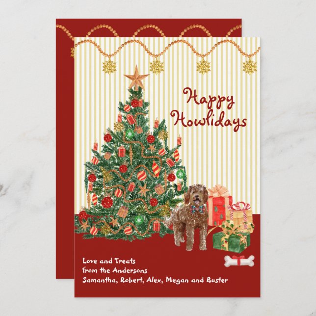 Happy Holidays Labradoodle  Tree Presents (Front/Back)