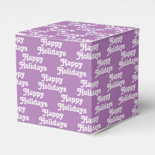 Happy Holidays lavender white typography pattern Favour Box