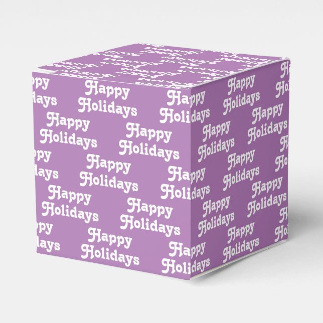 Happy Holidays lavender white typography pattern Favour Box (Front Side)