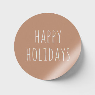 Happy Holidays Light Terracotta Cute Christmas Classic Round Sticker