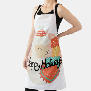 Happy Holidays Llama Apron