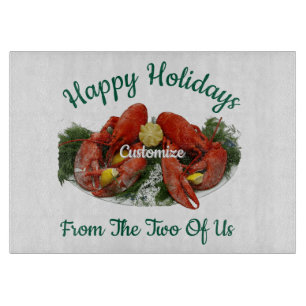 Happy Holidays Lobster Dinner Thunder_Cove Cutting Board