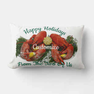Happy Holidays Lobster Dinner Thunder_Cove Lumbar Cushion