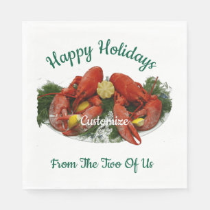 Happy Holidays Lobster Dinner Thunder_Cove Napkin