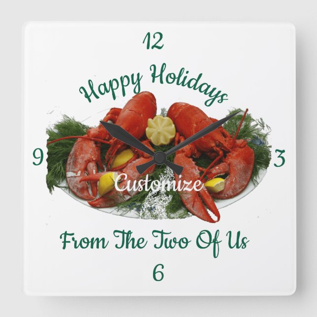 Happy Holidays Lobster Dinner Thunder_Cove Square Wall Clock (Front)