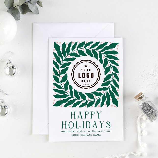 Happy Holidays Logo Modern Script Corporate Photo Holiday Card (Creator Uploaded)