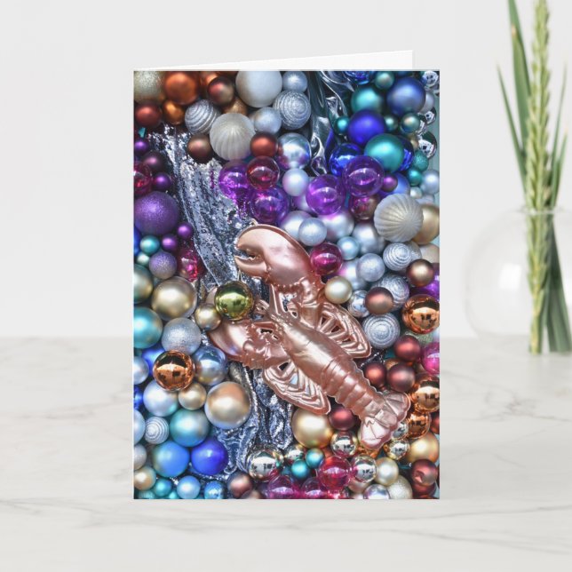 Happy Holidays London Christmas Lobster Decoration Card (Front)