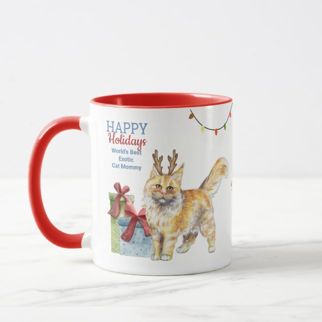 Happy Holidays MAINE COON Cat Mum Dad Christmas Mug (Left)