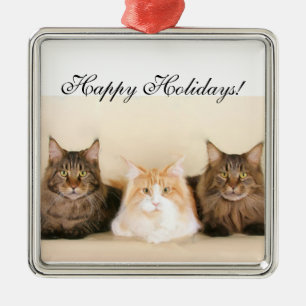 Happy Holidays Maine coon cats ornament