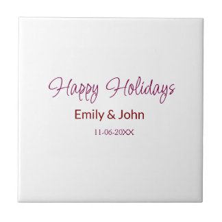 happy holidays maron name date winter christmas bo ceramic tile