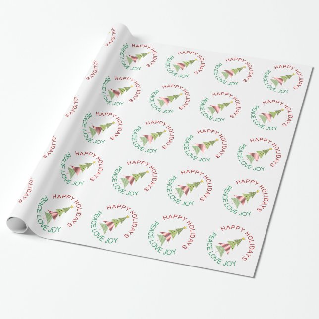 Happy Holidays Medallion Wrapping Paper (Unrolled)