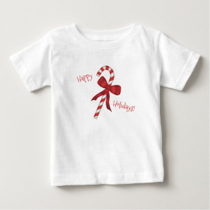 Happy Holidays Merry Christmas Candy Cane Baby T-Shirt