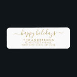 Happy Holidays Merry Christmas Elegant Gold Script Return Address Label<br><div class="desc">Simple Modern Faux Gold Happy Holidays Merry Christmas Script Holiday Return Address Label</div>