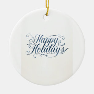 Happy Holidays Merry Christmas Family New Year Ceramic Ornament