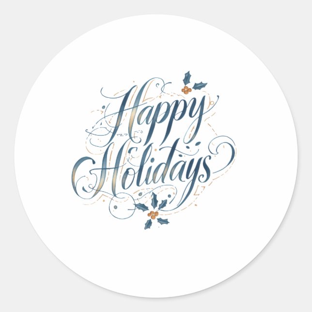 Happy Holidays Merry Christmas Family New Year Classic Round Sticker (Front)