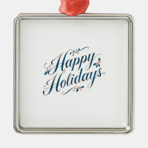 Happy Holidays Merry Christmas Family New Year Metal Ornament