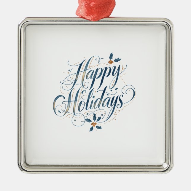 Happy Holidays Merry Christmas Family New Year Metal Ornament (Front)