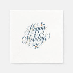 Happy Holidays Merry Christmas Family New Year Napkin