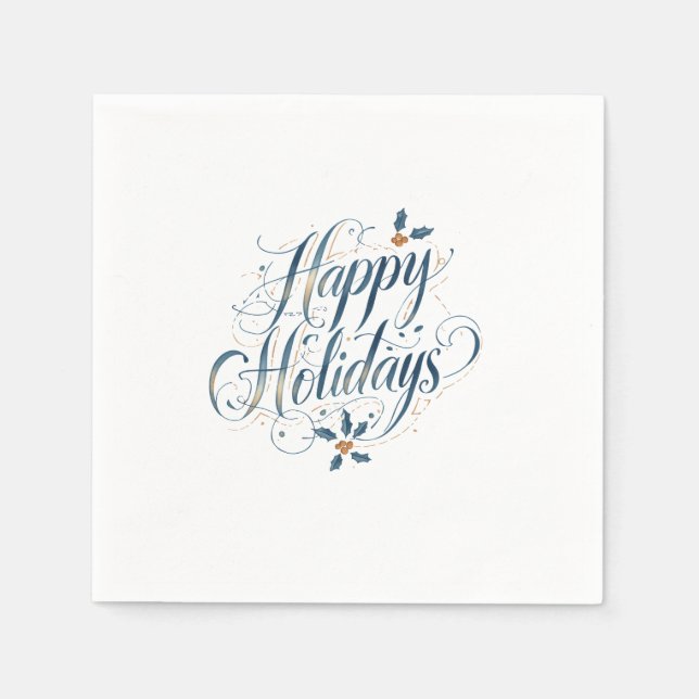 Happy Holidays Merry Christmas Family New Year Napkin (Front)