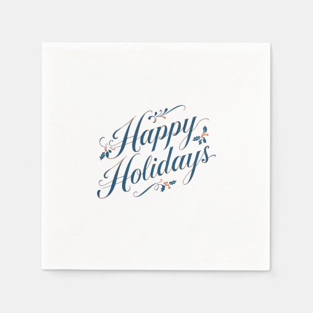 Happy Holidays Merry Christmas Family New Year Napkin (Front)