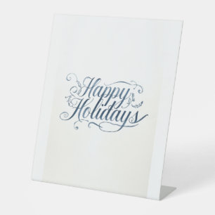 Happy Holidays Merry Christmas Family New Year Pedestal Sign