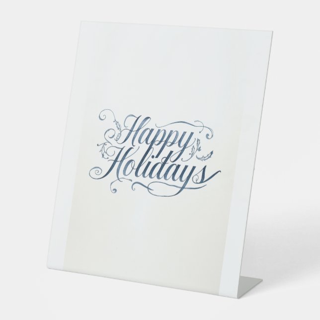 Happy Holidays Merry Christmas Family New Year Pedestal Sign (Front)