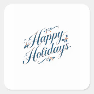 Happy Holidays Merry Christmas Family New Year Square Sticker