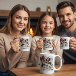 Happy holidays merry christmas family photo cute coffee mug