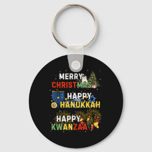 Happy Holidays Merry Christmas Happy Hanukkah Happ Key Ring