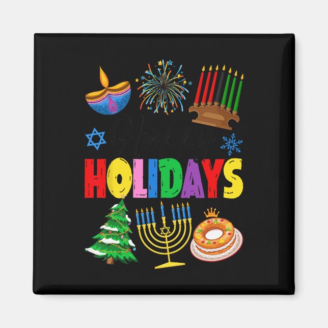 Happy Holidays Merry Christmas Happy Hanukkah Happ Magnet (Front)