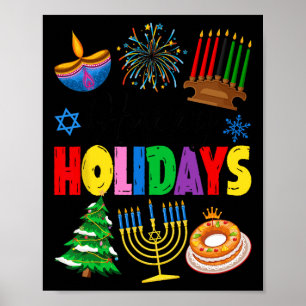Happy Holidays Merry Christmas Happy Hanukkah Happ Poster