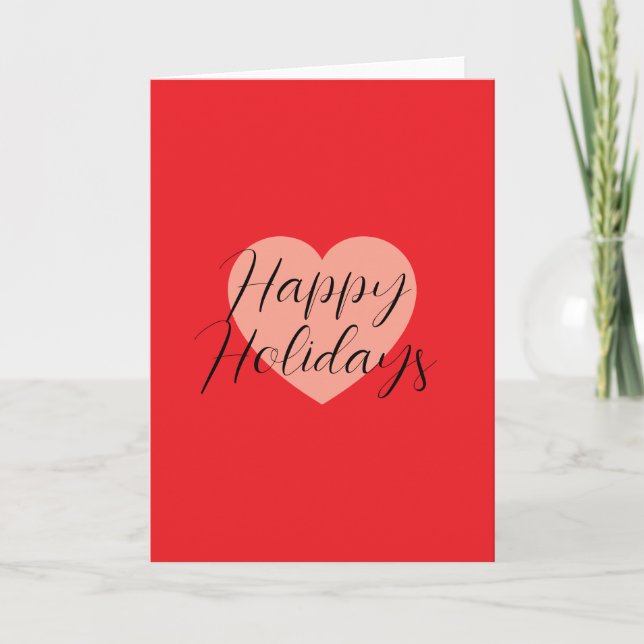Happy Holidays Merry Christmas Holiday Time Heart Card (Front)