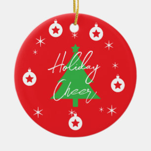 Happy Holidays Merry Christmas New Year Ceramic Ornament