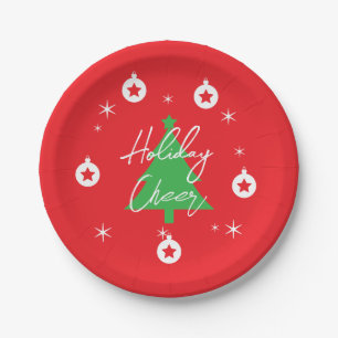 Happy Holidays Merry Christmas New Year Paper Plate