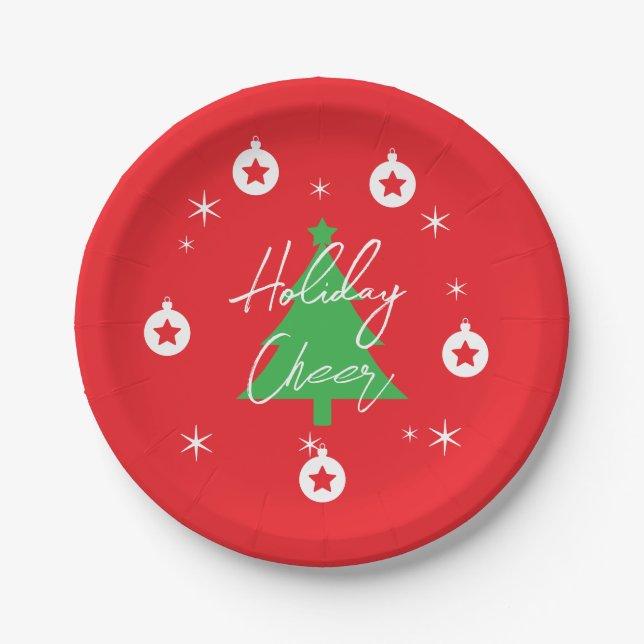 Happy Holidays Merry Christmas New Year Paper Plate (Front)