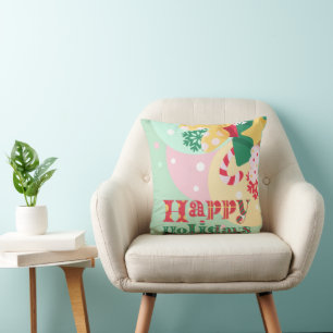 happy holidays merry christmas ornaments cushion