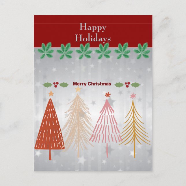 Happy Holidays, Merry Christmas, popular design, Postcard (Front)