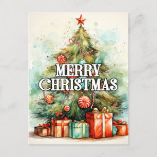 Happy Holidays   Merry Christmas Tree Postcard